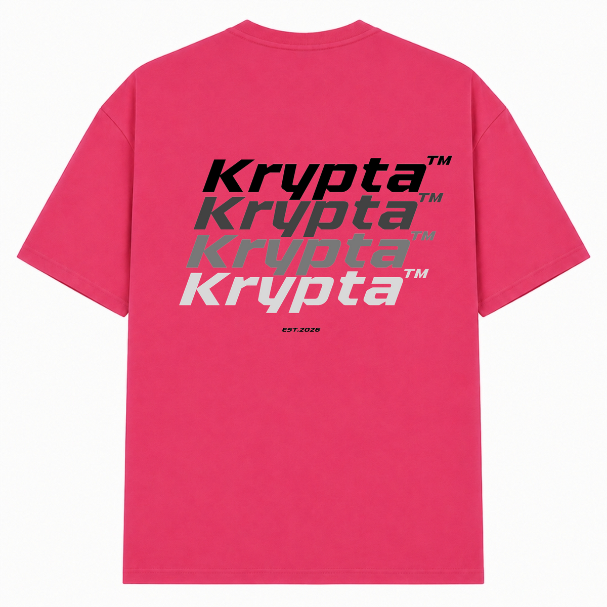 Krypta Signature Oversized Tee - Hibiskus Pink - Rueckseite